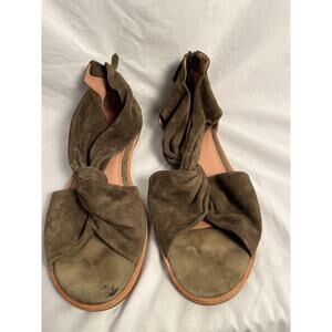 Caslon Women’s Suede Sandals Olive Green Ankle Zip Size 10.5